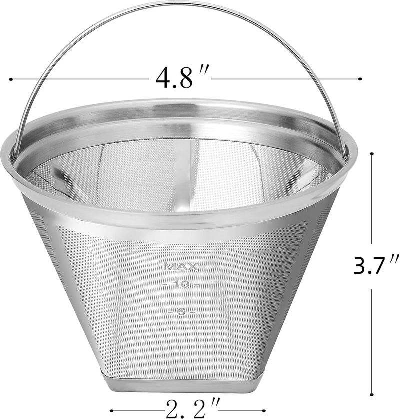 YEOSEN Reusable #4 Cone Shape Coffee Filter Permanent 6-10 Cup Stainless Steel Coffee Filter for Cuisinart Maker Ninja Coffee Bar Brewer -BPA Free - Image 3