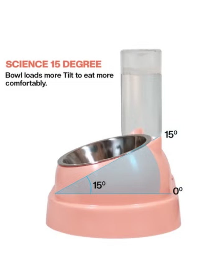 NNC PETS Dual bowl automatic feeder & water dispenser for Cats & Small dogs, Spill-proof food & water dispenser with Stainless steel bowl and Durable plastic, Easy to clean, 32.3 cm (PINK) - Image 4