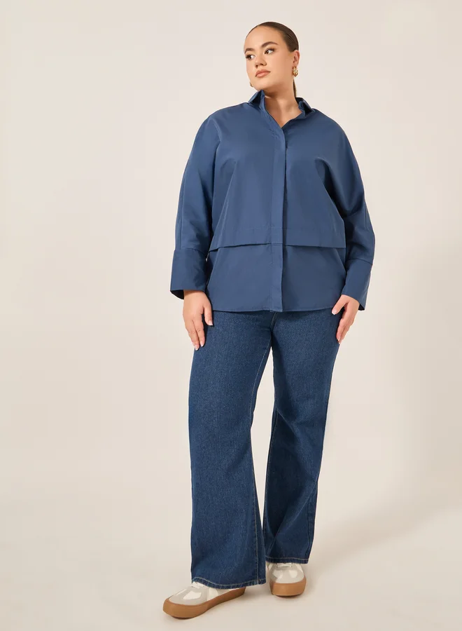 Styli Styli Plus Size Solid Long Sleeves Oversized Shirt