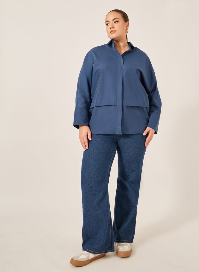 Styli Plus Size Solid Long Sleeves Oversized Shirt - Image 2