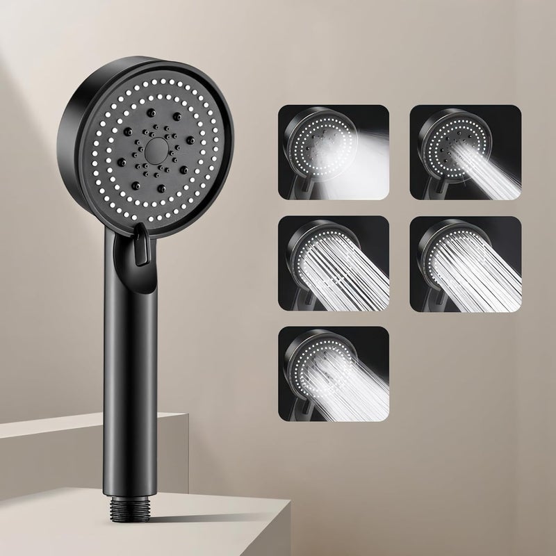 MIORAH 5-Function Hand Shower for Bath | Anti-Clog Silicone Nozzels with High Pressure | Handshower for Bathroom | Black - Image 1