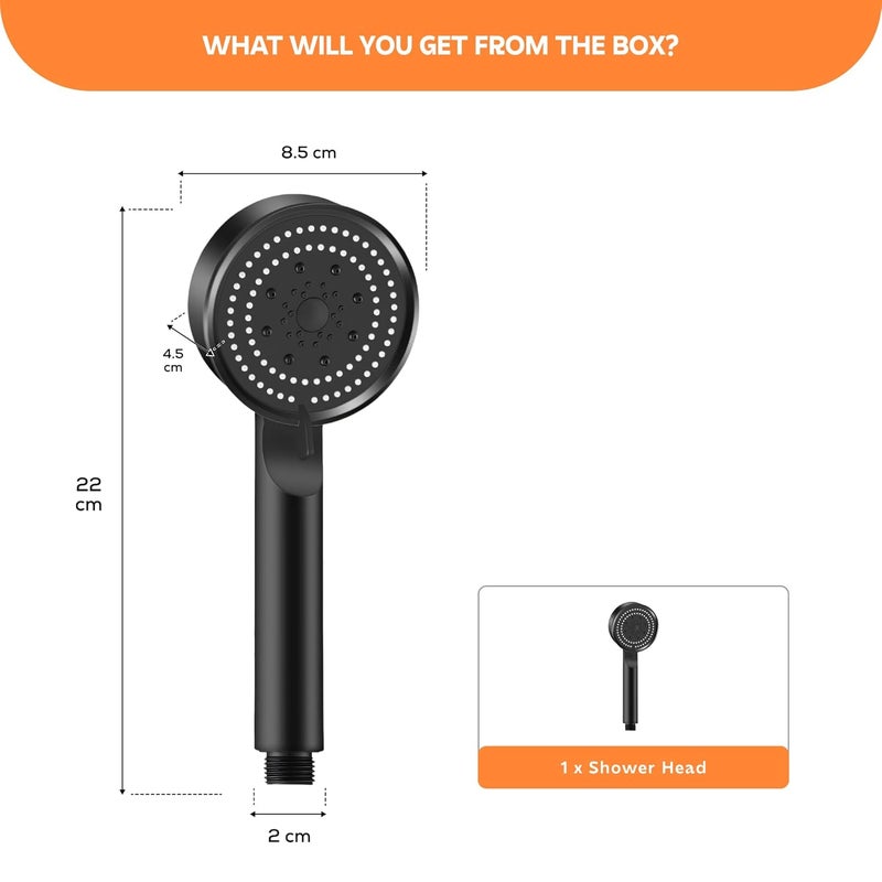 MIORAH 5-Function Hand Shower for Bath | Anti-Clog Silicone Nozzels with High Pressure | Handshower for Bathroom | Black - Image 2