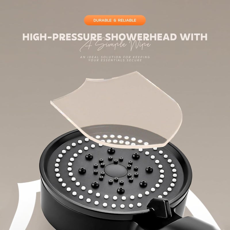 MIORAH 5-Function Hand Shower for Bath | Anti-Clog Silicone Nozzels with High Pressure | Handshower for Bathroom | Black - Image 3