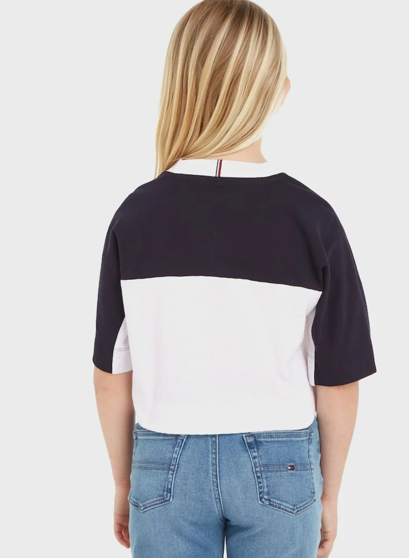 TOMMY HILFIGER Kids Text V Neck T-Shirt