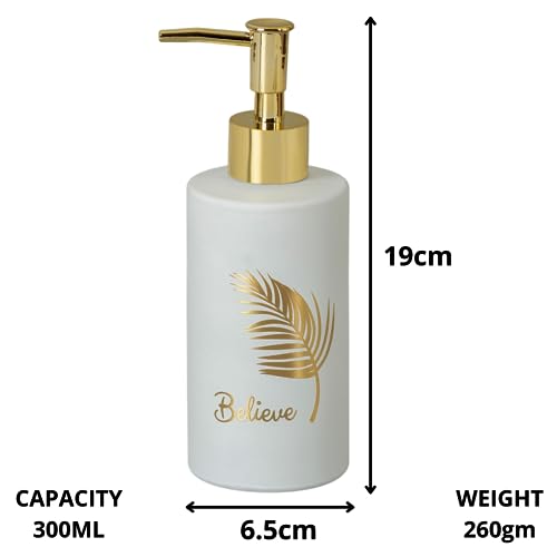 MUAC Glass Liquid Soap Dispenser for Bathroom, Handwash Liquid Dispenser Bottle for Kitchen, Washbasin, Opaque (White) - Image 2