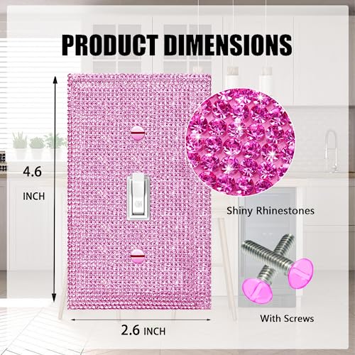 Gaocai 4 Pcs Shiny Silver Pink Wall Plate Decorative Light Switch Cover Single Toggle Rhinestones Outlet Cover - Image 3