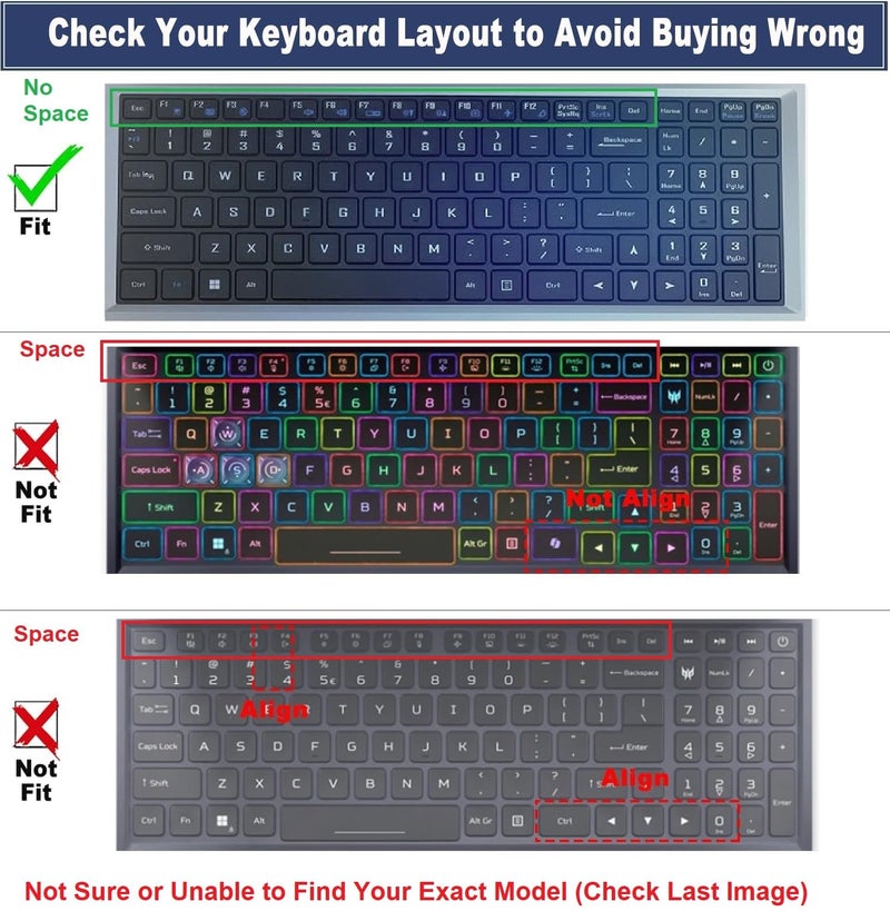 Saco Laptop Keyboard Skin Cover Compatible for Acer Aspire Lite AL15-41 / AL15-52 / AL15-53 | Acer Aspire 7 A715-79G | Acer ALG AL15G-52 / AL15G-53 Series 15.6 Inch Gaming Laptops - Transparent - Image 2