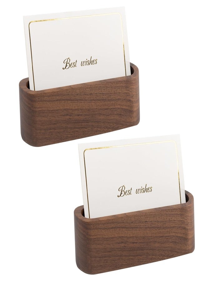 AUEAR, 2 Pack Wooden Business Card Holder for Desk Wood Display Organizer Desktop Stand Office, Tabletop - Rectangle - Image 1
