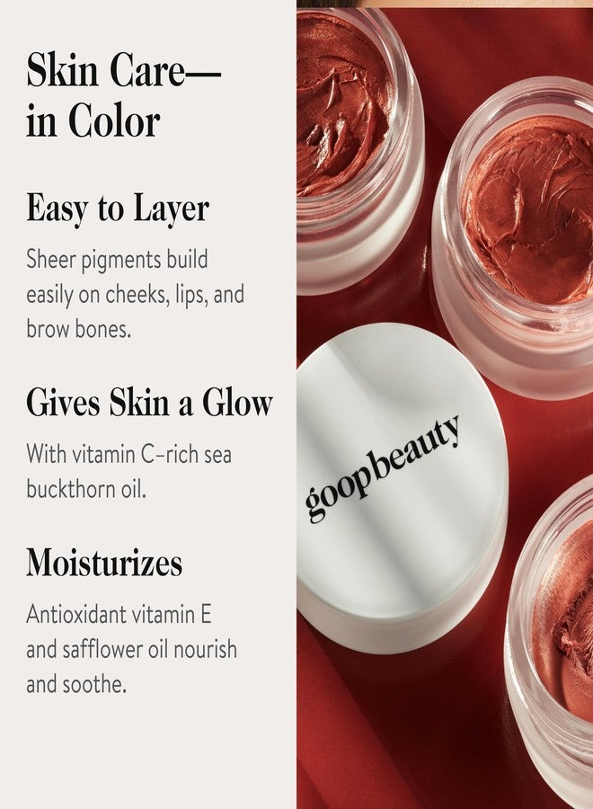 goop Beauty Cream Blush | Sheer Pop of Color for Lips & Cheeks | Vitamin C, Vitamin E & Safflower Oil | Natural Makeup for Glowing Skin | 0.5 oz | Slipper - Creamy Peach - Image 4