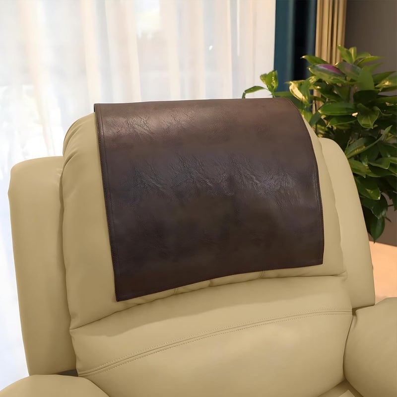 غطاء مسند الرأس للأريكة البني الداكن للكراسي المائلة والكراسي، من الجلد PVC بتصميم نباتي بارز، مثبت آمن، مقاس 16.9 × 27.2 للأرائك والكراسي المائلة - Image 2