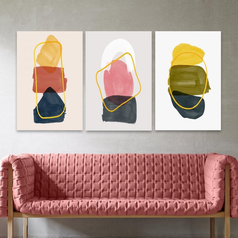 Marktna Three luxurious modern canvas prints with a hollow frame, measuring (90×40), three pieces - Image 1