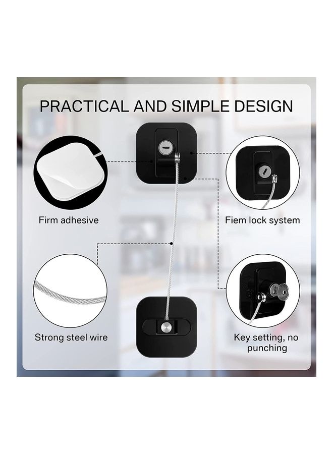 NIBEMINENT 4-Piece Baby Proof Refrigerator Lock With 4 Keys Black - Image 3