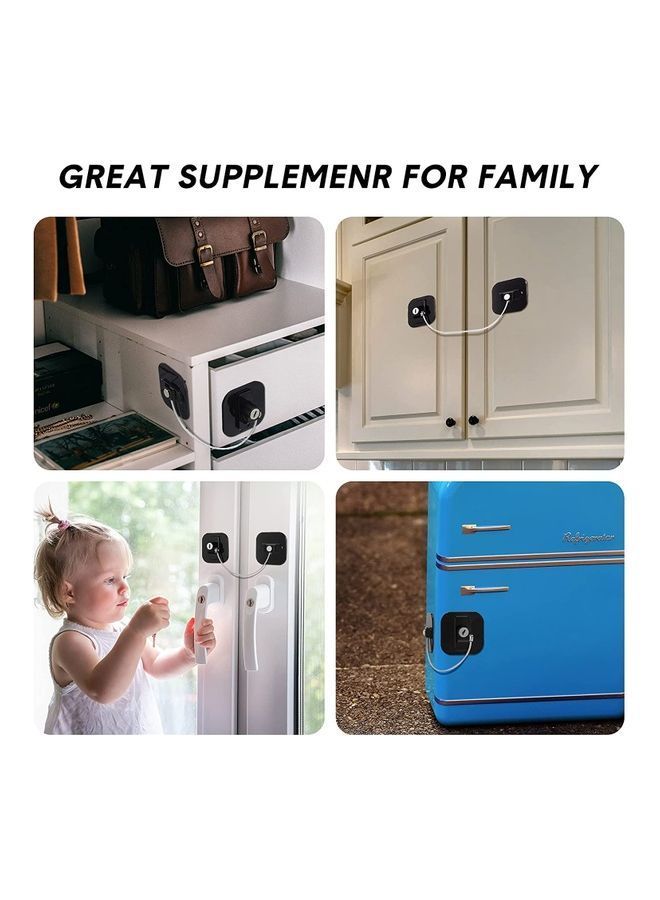 NIBEMINENT 4-Piece Baby Proof Refrigerator Lock With 4 Keys Black - Image 5