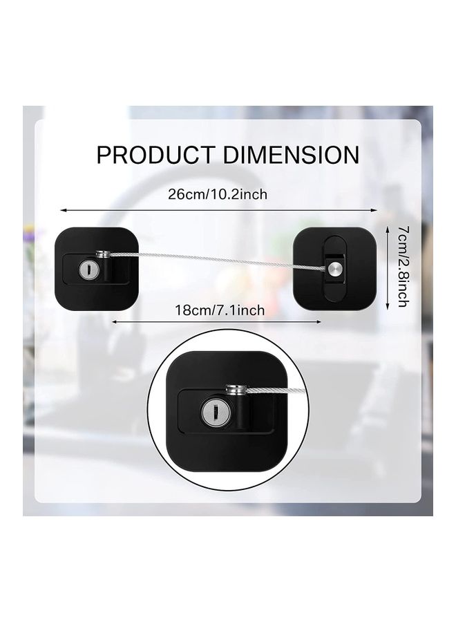 NIBEMINENT 4-Piece Baby Proof Refrigerator Lock With 4 Keys Black - Image 2