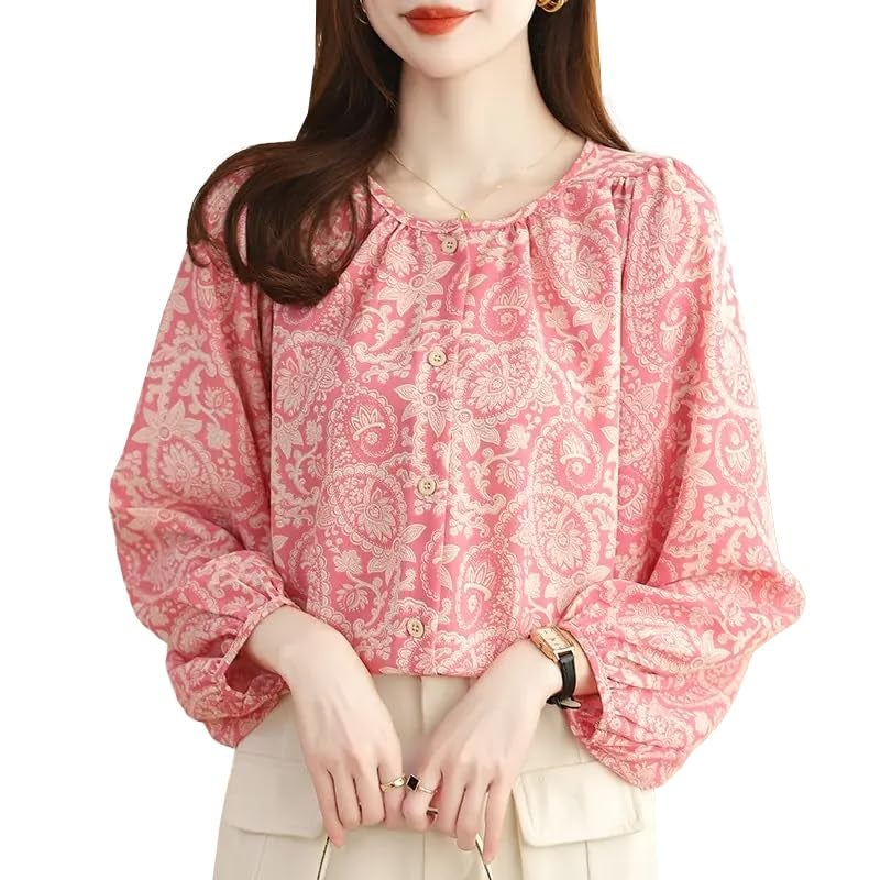 TOPLOT Women's Shirt Top | Elegant Floral and Artistic Prints for a Stylish Look | Long Puffed Sleeves for a Trendy Touch | Stylish Available in Pack of 2 (5233_S_Light Pink) - Image 4