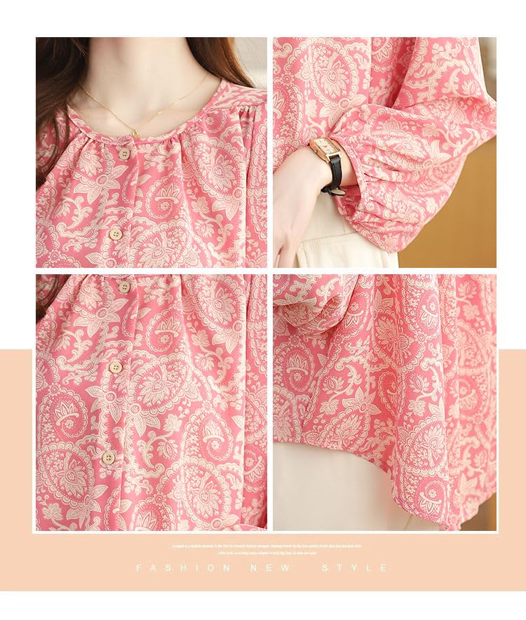 TOPLOT Women's Shirt Top | Elegant Floral and Artistic Prints for a Stylish Look | Long Puffed Sleeves for a Trendy Touch | Stylish Available in Pack of 2 (5233_S_Light Pink) - Image 3
