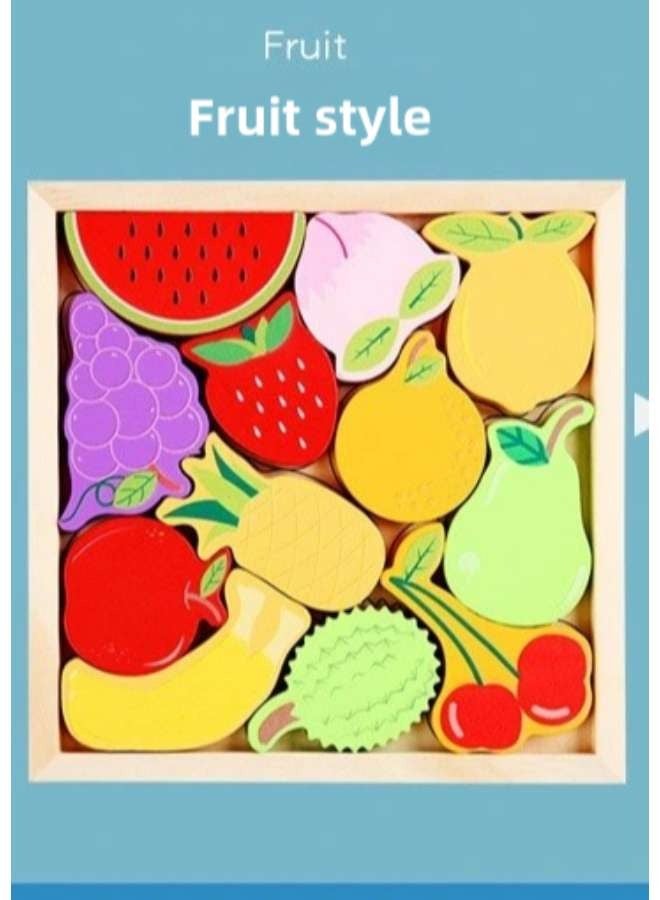ثلاثية الأبعاد لغز الجسيمات الكبير للأطفال عصور 2-4 ألعاب ألعاب تفاعلية مونتيسوري للآباء الأطفال تعلم الفاكهة البطيخ الخوخ العنب الفراولة الكرز الليمون التفاح ولون لعبة التعليم المبكر - Image 1