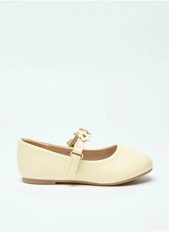 Flora Bella By Shoexpress Flower Accent Ballerina Shoes with Hook and Loop Closure