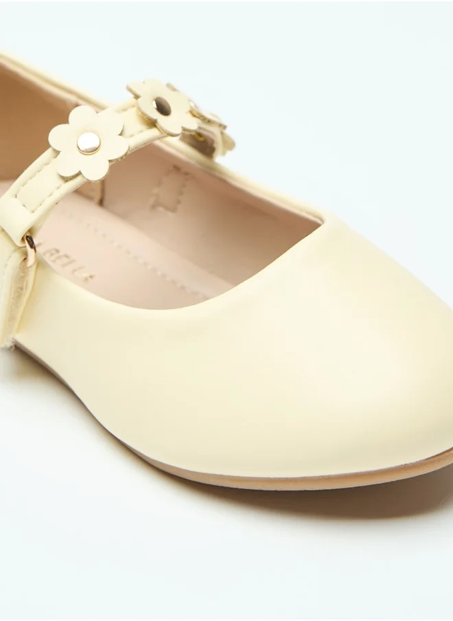 Flora Bella By Shoexpress Flower Accent Ballerina Shoes with Hook and Loop Closure