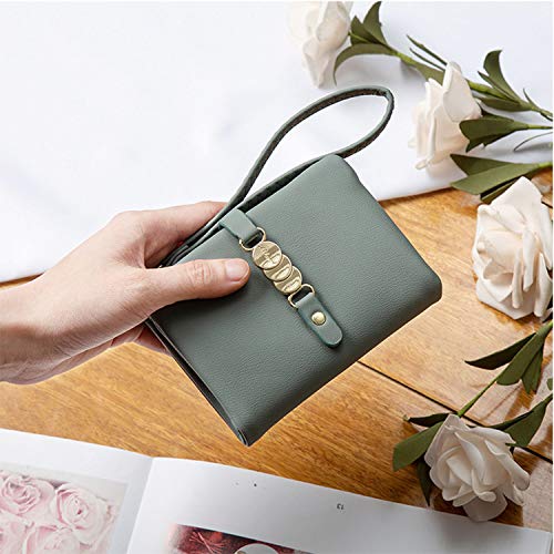 AOXONEL Womens Wallets Small Rfid Bifold Wristlet,Ladies Wallets for Card Coin,Change Purse with Wrist Strap (Green) - Image 3
