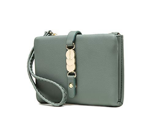 AOXONEL Womens Wallets Small Rfid Bifold Wristlet,Ladies Wallets for Card Coin,Change Purse with Wrist Strap (Green) - Image 4