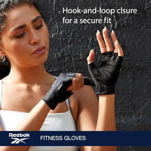 Reebok Classic Fingerless Gloves (Black/Grey, Medium), Lightweight Fitness & Weight Lifting Gloves for Training, Crossfit, Cycling & Home Gym Exercise, Breathable Workout Gloves for Men & Women - Image 3