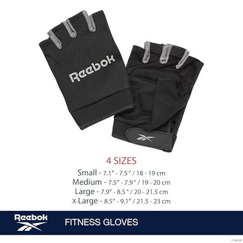 Reebok Classic Fingerless Gloves (Black/Grey, Medium), Lightweight Fitness & Weight Lifting Gloves for Training, Crossfit, Cycling & Home Gym Exercise, Breathable Workout Gloves for Men & Women - Image 4