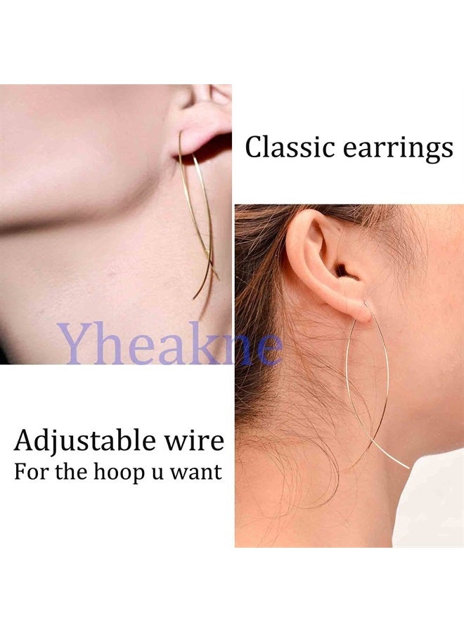 Yheakne Boho Thin Arch Hoop Earrings Gold Threader Wire Earrings Open Hoop Earrings Minimal Everyday Earrings Jewelry for Women and Girls 