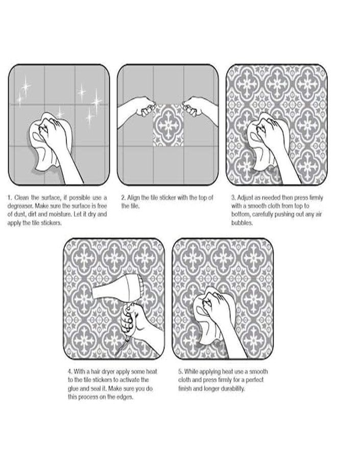 Jacklove 16 Pcs (8x8 in) Mandala Style Decorative Tile Stickers, Peel and Stick Self Adhesive Removable Tiles Backsplash Waterproof Kitchen Bathroom Furniture Staircase Home Decor Wall Sticker (DS-01-XL) - Image 3