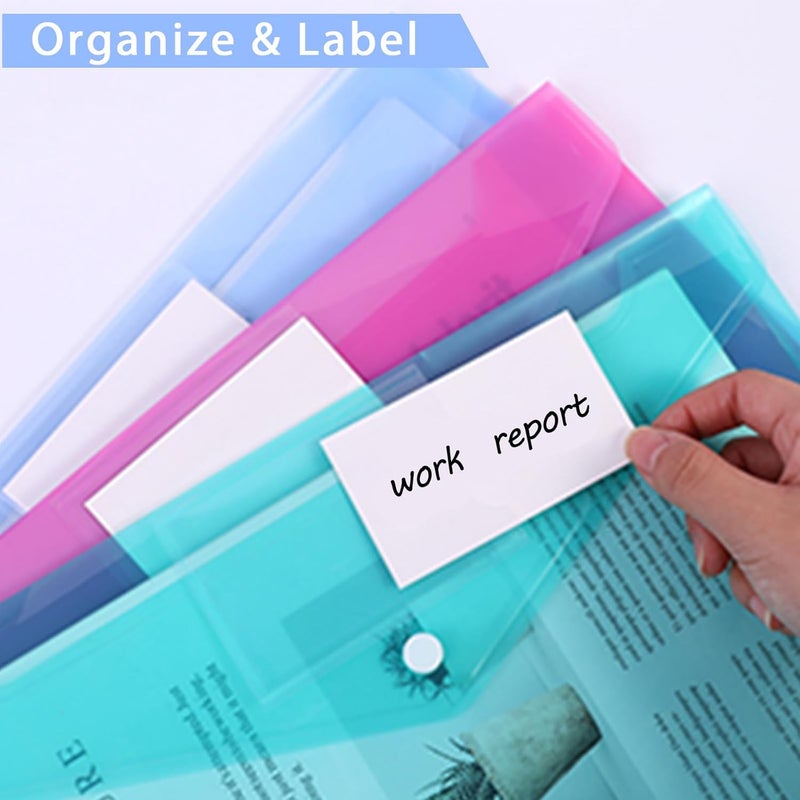 Oonkaf 5 Pcs File Folders, Plastic Envelopes Poly Envelopes, Clear Document Folders US Letter A4 Size, Multicolored - Image 3