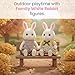 OLEOCA Family White Rabbit Figures Set of 2 Collectible Flocked Mini Dolls with Removable Clothes Miniature Dollhouse Pretend Play Figures for Kids Ages 3 - Image 4