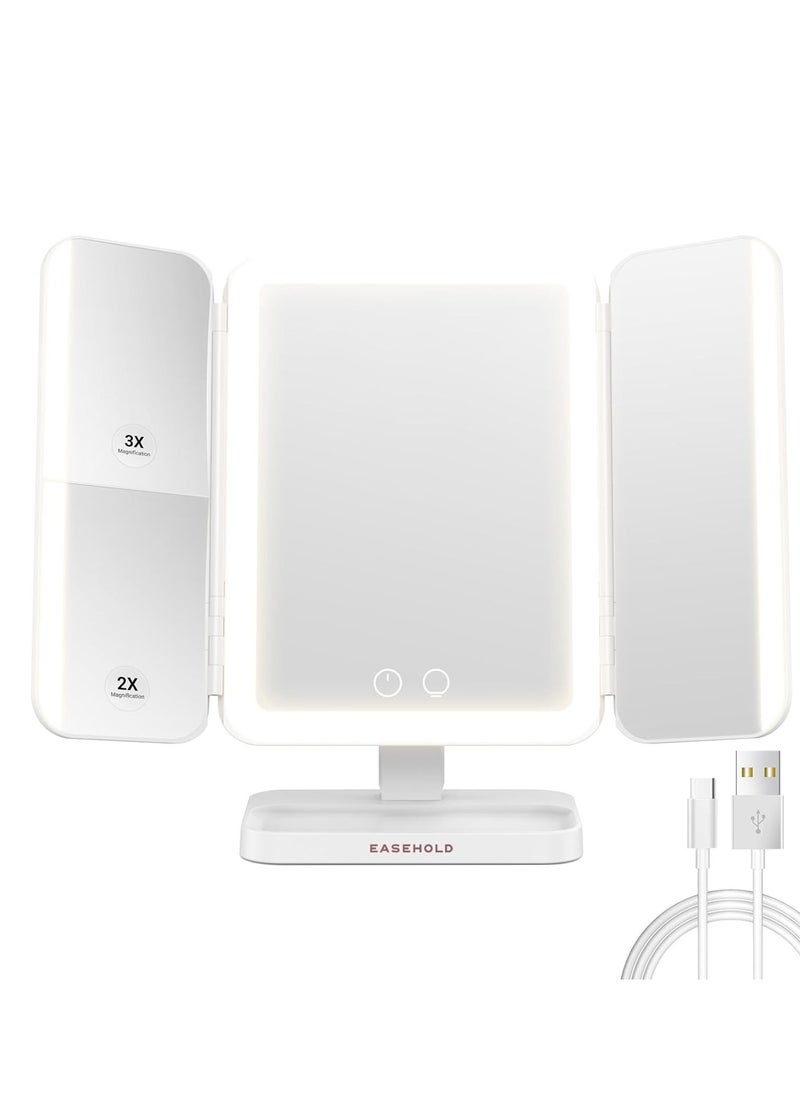 JAJEEK Makeup Mirror with Lights – Rechargeable Lighted Vanity Mirror with 116 LED Lights, 1X/2X/3X Magnification, 3 Color Modes, Adjustable Brightness & Angle, 5000mAh Battery for Perfect Makeup Application - Image 1