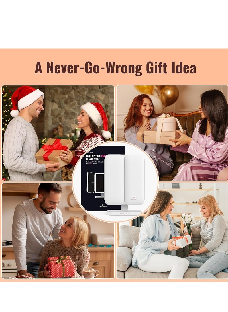 JAJEEK Makeup Mirror with Lights – Rechargeable Lighted Vanity Mirror with 116 LED Lights, 1X/2X/3X Magnification, 3 Color Modes, Adjustable Brightness & Angle, 5000mAh Battery for Perfect Makeup Application - Image 3