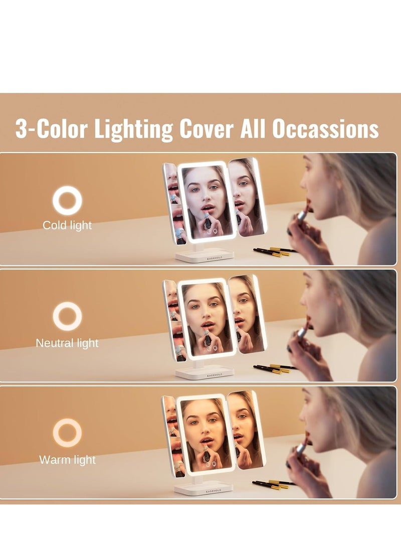 JAJEEK Makeup Mirror with Lights – Rechargeable Lighted Vanity Mirror with 116 LED Lights, 1X/2X/3X Magnification, 3 Color Modes, Adjustable Brightness & Angle, 5000mAh Battery for Perfect Makeup Application - Image 4