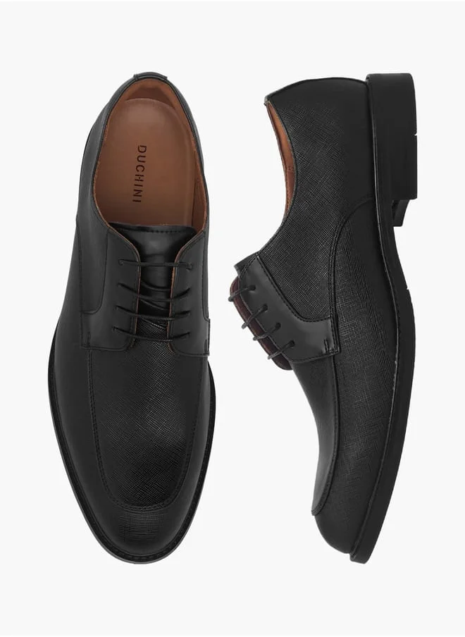 دوتشيني Men's Textured Derby Shoes With Lace-Up Closure