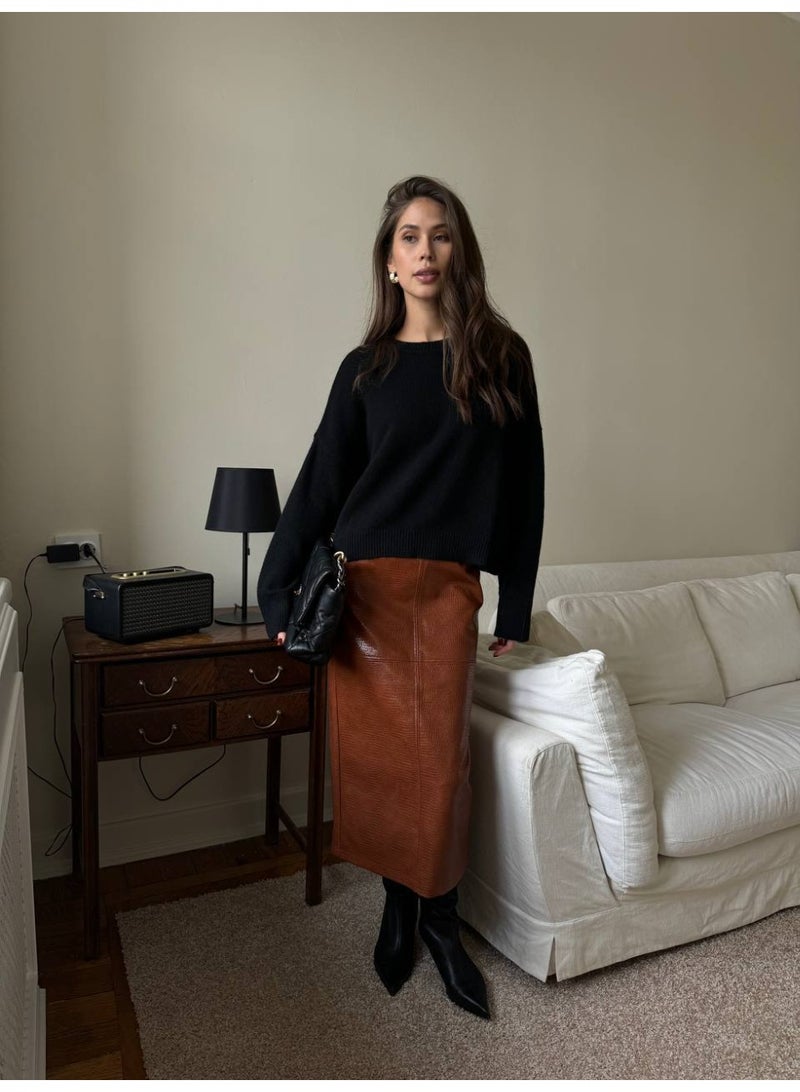 NIBEMINENT Sweater Women O Neck Long Sleeve Knitted Jumpers Solid Casual Loose Pullovers Autumn Winter Female Warm Sweaters - Image 1