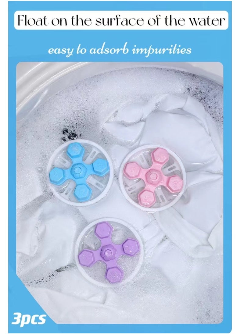 Generic 3pcs Floating Hair Filtering Mesh Removal, New Sturdy Laundry Pet Hair Catcher, Reusable Cat Hair Remover Lint Filter Catcher Mesh Bag for Laundry Washing Machine (1 Blue, 1 Pink, 1 Purple)  - Image 1