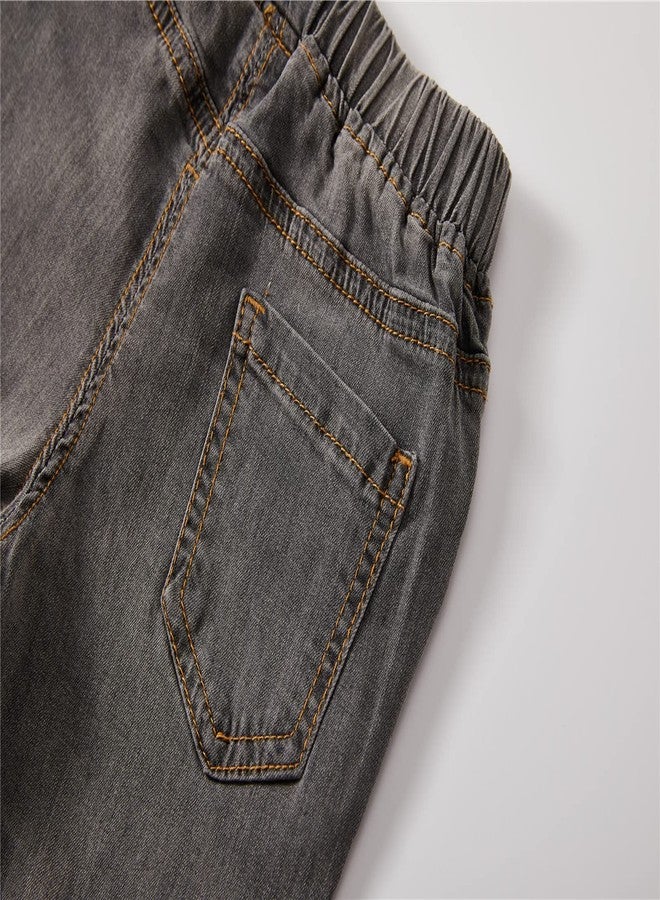 Mud Kingdom Baby Boys Jean Shorts Elasctic Waist Slim Fit Gray 18-24 Months Casual Summer - Image 5