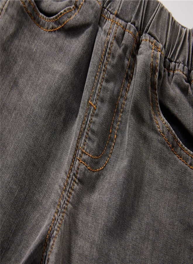 Mud Kingdom Baby Boys Jean Shorts Elasctic Waist Slim Fit Gray 18-24 Months Casual Summer - Image 4