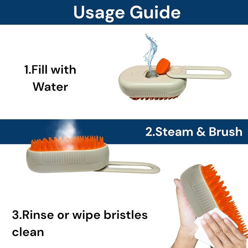 LyfNeeds Pet Hair Steam Brush for Dogs & Cats - Foldable Grooming Comb with Steamer - Pet Grooming Tool for Cats & Puppies (Orange) - Image 4