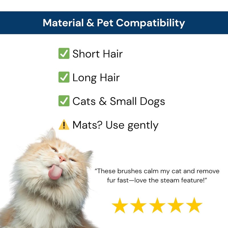 LyfNeeds Pet Hair Steam Brush for Dogs & Cats - Foldable Grooming Comb with Steamer - Pet Grooming Tool for Cats & Puppies (Orange) - Image 5