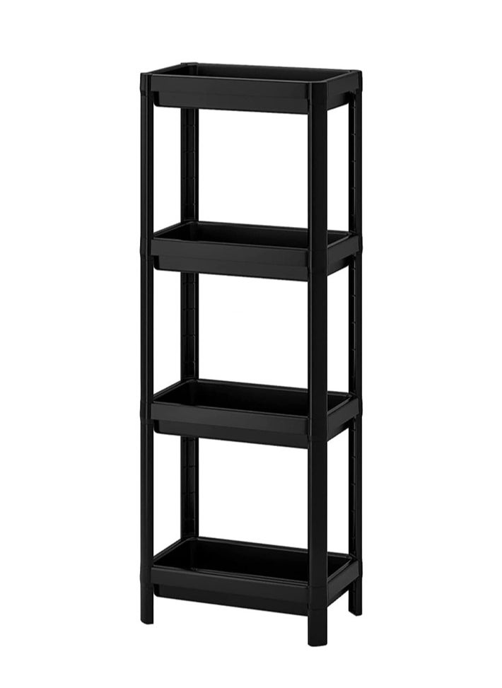 dida-cosmos - 4-Tier Vesken Shelving Unit Plastic Shelves Kitchen Bathroom Storage (36x23x100cm Black) - Image 1