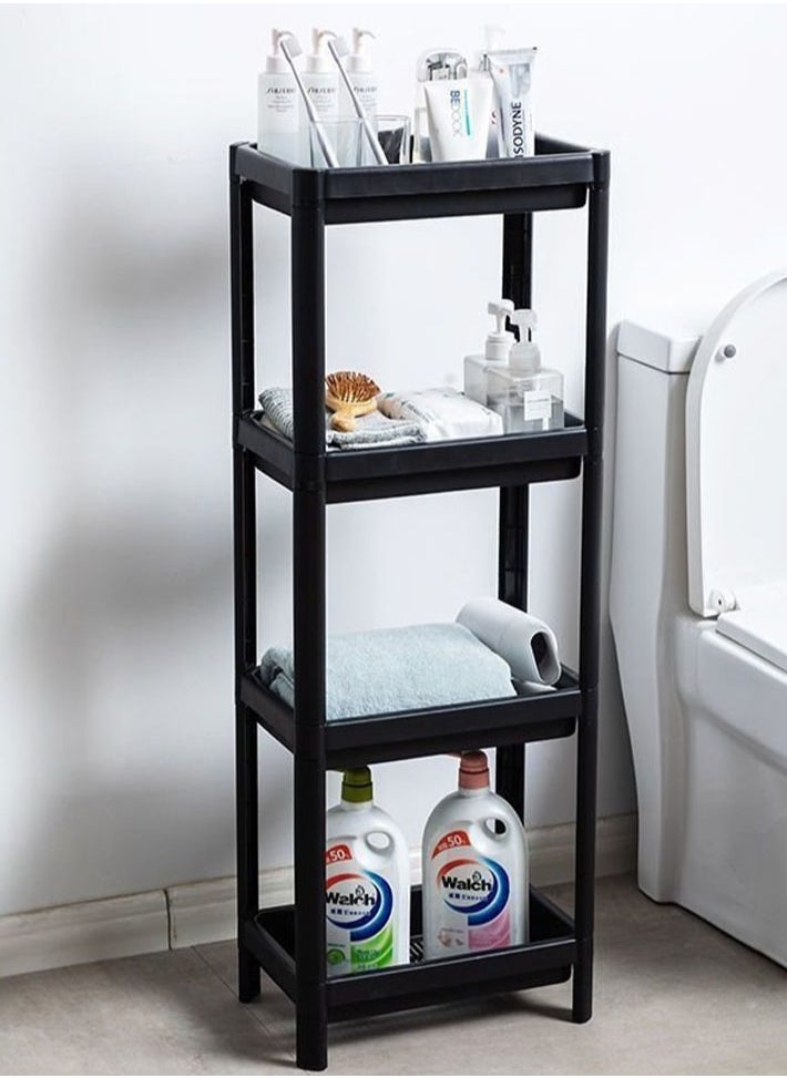 dida-cosmos - 4-Tier Vesken Shelving Unit Plastic Shelves Kitchen Bathroom Storage (36x23x100cm Black) - Image 1