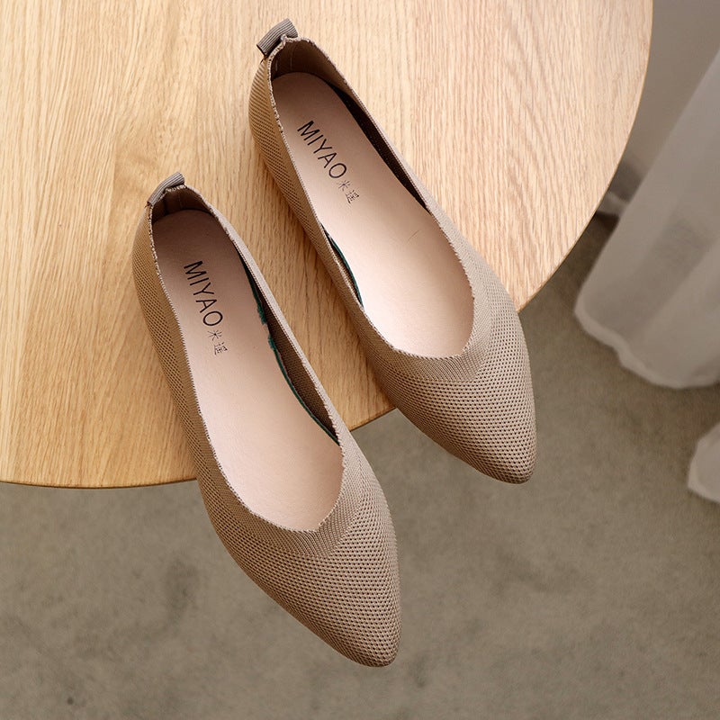 Women's Knit Pointed Toe Ballet Flats Slip-On Comfort Shoes - Image 5