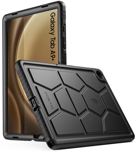 Poetic TurtleSkin Case Designed for Samsung Galaxy Tab A9 Plus + 11 Inch 2023, Heavy Duty Shockproof Rugged Kids Friendly Drop Protection Silicone Cover Case, Black - Image 2
