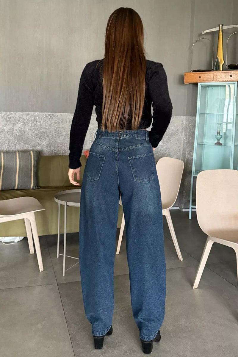 Gülseli High Waist Belt Detailed Women's Jeans  - Image 2