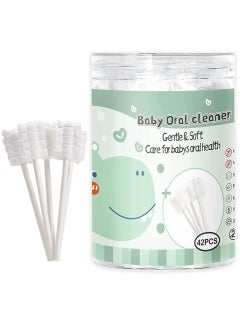 MIXDE 42PCS Baby Toothbrush Newborn or Baby Tongue Cleaner Disposable Baby Gum Cleaner Gauze Oral Cleaning Care Suitable for 0-36 Months Baby  - Image 1