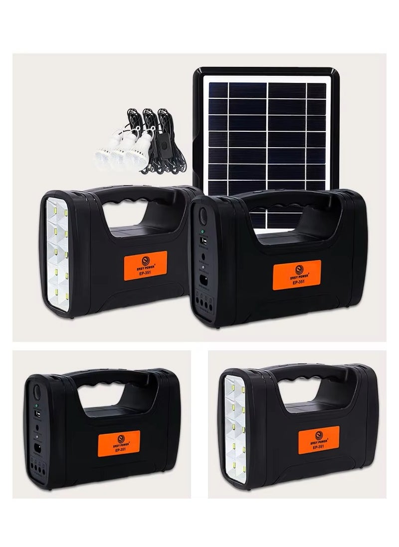 Easy Power Portable Solar Generator Lighting System – 10 LED Lights, 9V/3W Polycrystalline Panel, Built-in Battery, 3 USB Bulbs – Emergency Power Supply for Camping, Outdoor, Home Use  - Image 4