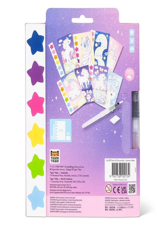 Tiger Tribe: Paint-A-Picture Unicorn Skies - Mess-Free Watercolor Art Set, Portable and Creative Gift for Kids Age 4+, 16 Pages with Built-in Pigments - Image 2