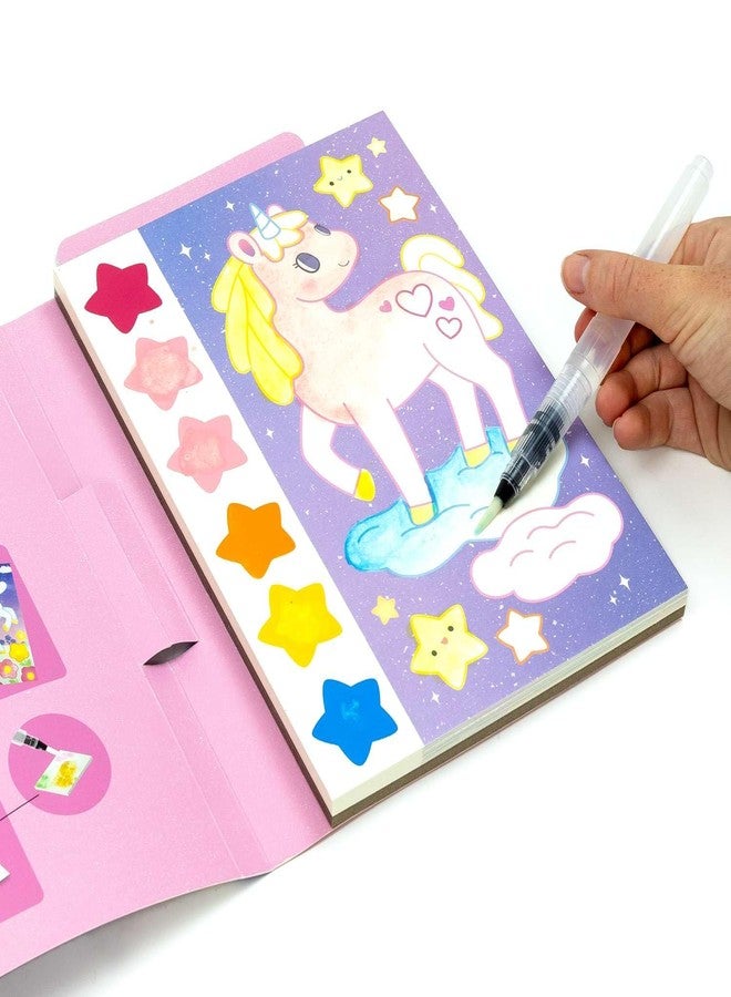 Tiger Tribe: Paint-A-Picture Unicorn Skies - Mess-Free Watercolor Art Set, Portable and Creative Gift for Kids Age 4+, 16 Pages with Built-in Pigments - Image 4
